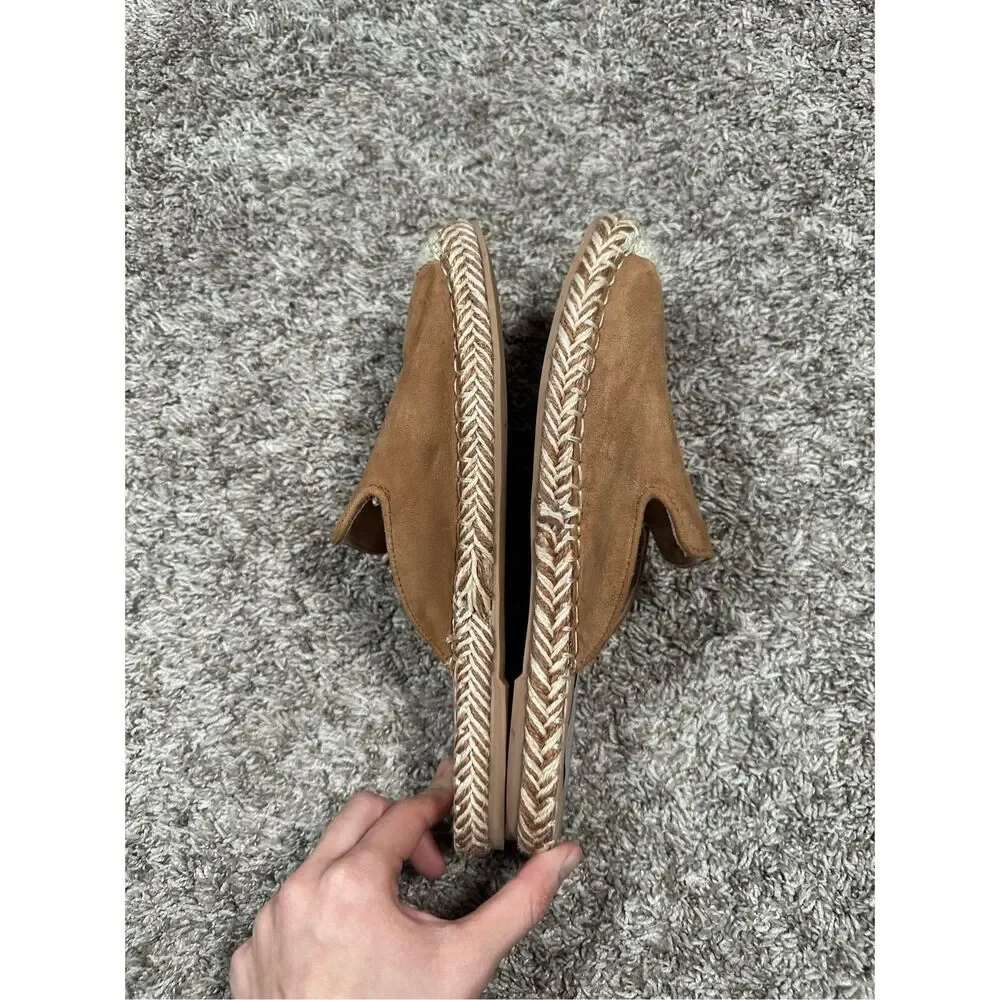 Steven High Mule Tan Suede Leather Espadrille Flats Slip On Shoes Women’s 8